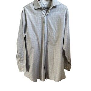 Brooks Brothers Blue And Brown Button Down Shirt, 18-4/5
